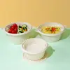 Caja de Almuerzo Desechable de Almidón de Maíz de Doble Capa, Redonda para Llevar Sopa Fideos de Arroz Fideos de Arroz Wonton Separado Empaque Biodegradable Caja de Almuerzo