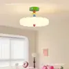 Lámpara de Techo Semi-Colgante Memphis Dopamine Estilo Francés Crema Lámpara de Techo de Espectro Completo que Protege los Ojos para Habitación Infantil y Dormitorio