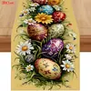 Camino de mesa popular transfronterizo de Pascua con estampados de conejos y huevos para decoración de restaurante y ambiente festivo - Bandera de mantel