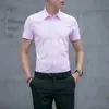 Camisa Blanca para Hombre de Manga Corta Sin Planchar Corte Ajustado con Pliegues Ropa de Trabajo Formal de Negocios Otoño Profesional Formal Camisa Larga para Hombre