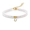 Pulsera de Perlas de 3-4 mm para Mujer de Gama Alta Simple Versátil Pulsera de Perlas de 26 Letras Pulsera Ajustable de Moda