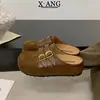 Zapatos de mujer tipo Birkenstock, de cuero genuino, suela gruesa, sin talón, colección otoño 2026, sandalias cerradas sin cordones para uso exterior