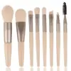 Set Portátil de 8 Piezas de Brochas de Maquillaje - Suaves Brochas para Corrector, Rubor, Polvo, Sombra de Ojos, Base, Herramientas de Belleza para Viaje