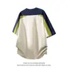 Camiseta de Manga Corta con Bloques de Color de Talla Grande para Hombre, Estilo Nuevo de Verano 2026, Corte Holgado, Cuello Redondo Deportivo, Diseño de Media Manga
