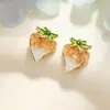 Pendientes de Fresa Fresca con Degradado Estilo Coreano para Mujer Pendientes de Hielo Triturado Nicho Microincrustados Pendientes Elegantes de Moda que Reducen la Edad