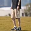 Shorts cáqui masculino verão estilo japonês retrô cityboy pesado aço estampado moda marca solta shorts casuais