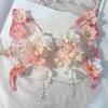 Flor de Seda de Primavera Acessórios Antigos para Cabelo Flor Borboleta Grampo de Cabelo Hanfu Vestido Antigo Princesa Doce Adorno de Cabeça Super Fada Rainha Grampo de Cabelo Pressionado Flor