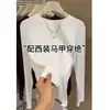 Camisa Básica Redonda de Manga Longa Preta Estilo Europeu para Mulheres, Nova Outono Slim-Fit Simples e Estilosa Blusa Elástica