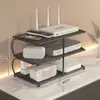Suporte de armazenamento para roteador WiFi, decodificador de TV, controle remoto, tomada e organizador de cabos para mesa e bancada
