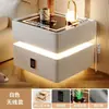 Mesita de Noche Inteligente Moderna Minimalista de Madera Maciza con Lujo Ligero Multifuncional Carga Inalámbrica Bluetooth Mesita de Noche Inteligente