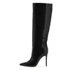 Botas de Moda Europeias e Americanas Transfronteiriças Bico Fino Couro Envernizado Salto Alto Botas femininas botas femininas para Comércio Exterior