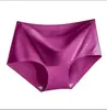 810 Roupa Íntima Feminina de Seda Gelo Sem Marcas Peça Única Respirável Cintura Média Sexy Roupa Íntima Feminina Calcinha Placa de Luz Frontal