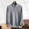 Suéter de Cachemira Otoño e Invierno Suéter de Cachemira para Hombre Cardigan de Punto con Solapa Casual Lana Cuello Polo Holgado Hombre