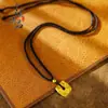 Prosperidad, Longevidad y FelicidadCollar Cuadrado Grabado Bañado en Oro Método Antiguo para Mujer, Nuevo Estilo Chino Estilo Nacional Hebilla de Paz Cuadrada Colgante