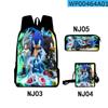 Mochila Escolar Nueva de Tres Piezas de Dibujos Animados para Estudiantes de Primaria y Secundaria Bolso Cruzado Estuche para Lápices Mochila Amazon Sonic