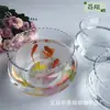 Aquário redondo de vidro transparente com renda para peixes tartarugas peixes dourados vaso de vidro hidropônico aquário mini de renda ecológico