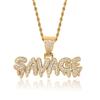 Joyería de hip hop europea y americana SANAGE, colgante de rap hip hop con letras en inglés, collar de moda para hombre con microincrustaciones de diamantes