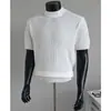 Afilado y MusculosoSeda de Hielo Verano Versátil Transpirable Cuello Redondo Punto Estilo Old Money Manga Corta Hombre Transfronterizo Fábrica Venta al por Mayor