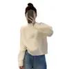 Tricô com Gola Alta e Zíper Parcial Manga Longa Feminino Tricô Espesso Design de Nicho Toque de Luxo Camada Base Roupa Externa Tricô
