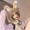 Nuevo gorro de invierno para mujer, bufanda linda de felpa, calentador de cuello integrado grueso, gorro de felpa para ciclismo, gorro cálido con protección para los oídos