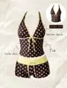 Novo conjunto de verão ins retrô de bolinhas sexy ombro a ombro modelador, maiô biquíni estilo fresh de férias na ilha