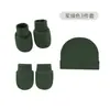 Comercio Exterior Otoño e Invierno Conjunto de Gorro y Guantes Anti-Rayaduras para Bebé Recién Nacido Gorro de Punto de Color Sólido Gorro para Bebé Suministros para Bebé