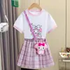 Vestido de Verano para Niña 2026 Nuevo Elegante Conjunto de Dos Piezas de Manga Corta de Verano para Niños, Traje JK para Niña Pequeña