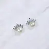 Brincos de pérola de água doce em prata de lei S925 Moda japonesa coreana simples Brincos de pérola com coroa Acessórios DIY