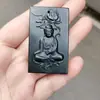 Pendente de Colar de Jade Masculino Marca Jade Lótus Verde Torre de Jade Hetian Bodhisattva Guanyin de Jade de Xinjiang Natural e Tian Qing