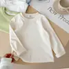 Camiseta Base de Manga Larga de Algodón Puro para Niños Estilo Primavera y Otoño Cuello Redondo para Niños y Niñas Top Suave para Bebé Múltiples Colores Disponibles