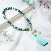 Pulsera de Raíz de Bodhi Estilo Flor de Loto de Hainan Natural con Patrones Florales Verdes Semi-Tierra y Semi-Agua, Adecuada para Hombres y Mujeres, Cuentas Budistas para Rezar de Mano