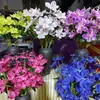 5 Flores Artificiales de Cattleya para Decoración de Bodas y Hoteles, Serie Morada, Arreglo Floral de Orquídea de Seda Táctil Real