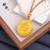 Collar Colgante de Oro Arena Antiguo Cadena para Suéter Colgante de Doble Cara Buda y Demonio Oro Arena Alta Retención de Color