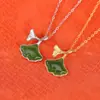 Yuebao Joyería Jade Hetian Plata de Ley S925 Chapada en Oro Jaspes Hoja de Ginkgo Colgante para Mujer Nuevo Estilo Chino Colgante Versátil Personalización