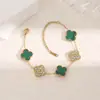 Pulseira de Trevo da Sorte Dupla Face em Madrepérola Versão Coreana para Mulheres, Estilo Ins de Moda de Luxo Leve, Pulseira com Diamantes que Não Desbota