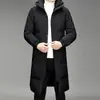 Nueva chaqueta larga de plumón para hombre 90% plumón de ganso, casual, cálida, a la moda, abrigo moderno