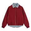 Chaqueta Americana Retro a Rayas Patchwork de Doble Solapa para Mujer, Otoño Suelta Versátil Cárdigan Falso de Dos Piezas en Capas
