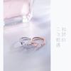 Love Lodge Anillo de Amor de Plata s925 para Mujer Corazón Hueco con Incrustaciones de Diamante Apertura en Forma de Corazón Anillo Sencillo Dulce J4727