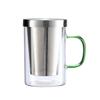 Vaso de vidrio para té de burbujas con filtro de acero inoxidable, taza para té de flores, vaso para beber, taza resistente al calor para separación de té, taza de tres piezas
