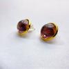Nuevos pendientes de moda personalizados estilo europeo y americano con baño de oro real de 18K, aguja de plata S925, color esmeralda y morado vino