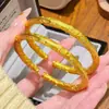Pulseira Redonda Flor de Peônia Estilo Chinês Antigo Banho de Ouro Cobre Dourado Sand Gold Vietnamita Padrão Sólido Retro Pulseira Aberta Atacado