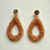 Pendientes Colgantes de Cristal Tejido Hechos a Mano Forma de Gota Estilo Coreano Joyería Popular Pendientes Transfronterizos Lujo Ligero y de Gama Alta