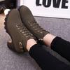 Otoño e Invierno Nuevas Botas Europeas y Americanas de Comercio Exterior Talla Grande 42 con Cordones Delanteros Plataforma Suela Gruesa Botines Fabricante Stock Listo