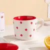 Caneca de Cerâmica de Alta Qualidade, Fresca e Estilosa, com Laço em Formato de Coração, Adequada para Café, Café da Manhã, Escritório, Uso Doméstico e como Presente