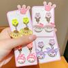 Brincos de clipe de orelha à prova de dor sem dor do bebê Meninas Super Cute Princess Ear Studs Jóias infantis Kulomi Cartoon