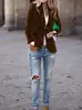 Chaqueta de Traje Elegante de Color Puro, Nueva Moda Otoño e Invierno para Mujer, Transfronteriza Europea y Americana de Amazon 2025
