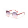 Gafas Xunge sin montura, nuevas gafas de sol retro poligonales rosas para mujer con textura, nuevas gafas de sol de moda para hombre