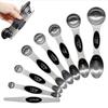 Cuchara medidora de doble cabeza de acero inoxidable en stock herramientas de cocina para hornear cuchara medidora cuchara de succión magnética juego de cucharaditas juego de 7 piezas