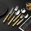 Conjunto de Talheres de Aço Inoxidável 304 Estilo Bambu Acrílico Criativo Estilo Ocidental para Uso Doméstico Garfo de Sobremesa Colher de Sobremesa Colher de Sopa
