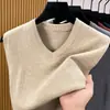 Suéter colete transfronteiriço colete masculino gola V solto cor sólida colete camiseta estilo coreano malha tamanho plus top masculino